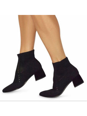 Women's Eileen Fisher Black Knit Sock Ankle Boots Size 9